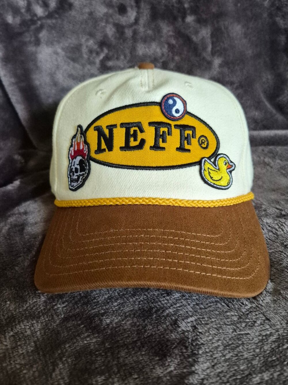 NEFF Forever Fun Rope Hat NWT Y2K Skate Streetwear Snapback Cream Brown